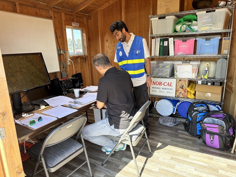 Filling out DART paperwork at the May 13, 2023 exercise